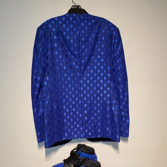 Custom RJ Hyper Royal Jacket W/ Matching Nike Jordan 1 Mid Sneakers 40 Reg MINT - Picture 7 of 16